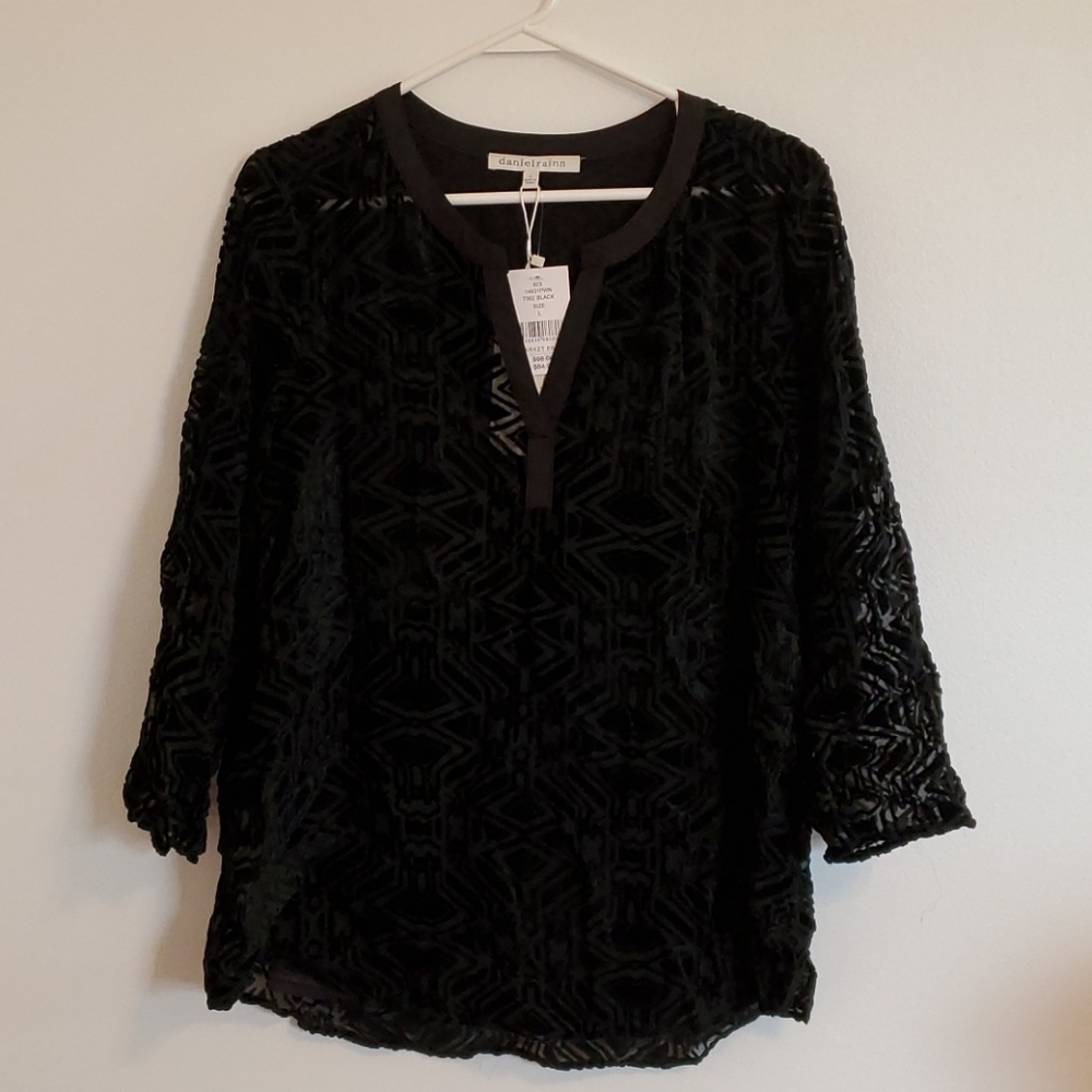 Daniel Rainn Black velvet burnout blouse - Large NWT